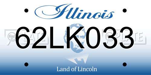 62LK033 Illinois License Plate