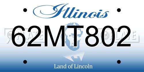 62MT802 Illinois License Plate