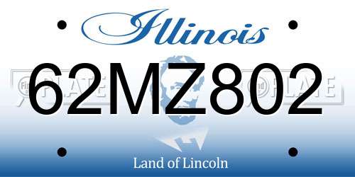 62MZ802 Illinois License Plate