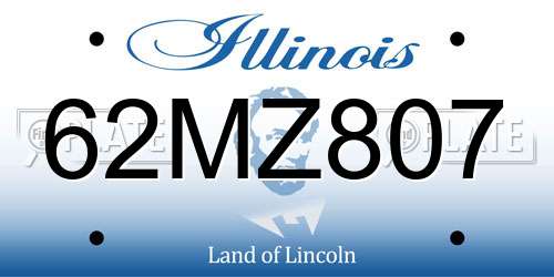 62MZ807 Illinois License Plate