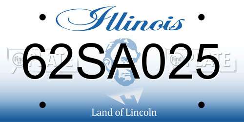 62SA025 Illinois License Plate