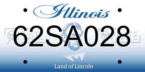 62SA028 Illinois License Plate