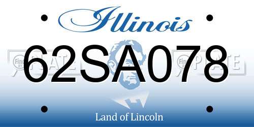 62SA078 Illinois License Plate