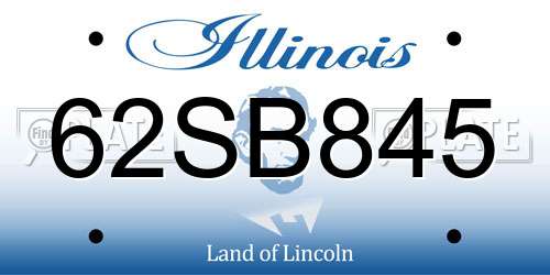 62SB845 Illinois License Plate
