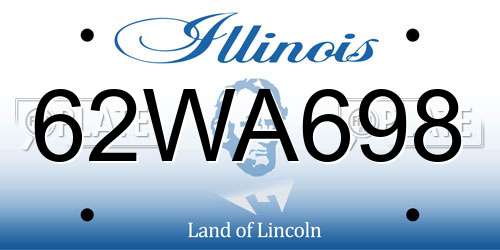 62WA698 Illinois License Plate