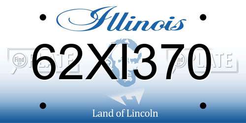 62XI370 Illinois License Plate