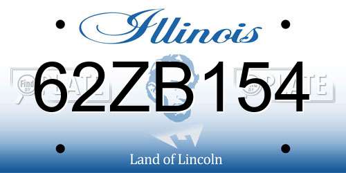 62ZB154 Illinois License Plate