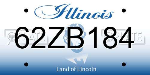 62ZB184 Illinois License Plate