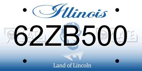 62ZB500 Illinois License Plate