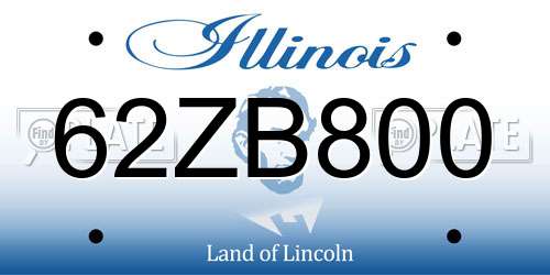 62ZB800 Illinois License Plate