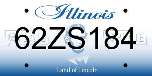 62ZS184 Illinois License Plate