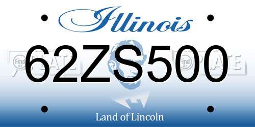 62ZS500 Illinois License Plate