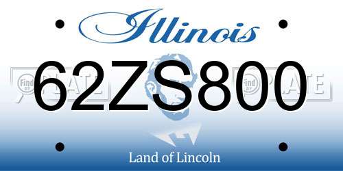 62ZS800 Illinois License Plate