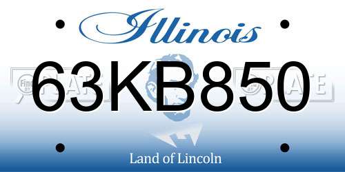63KB850 Illinois License Plate