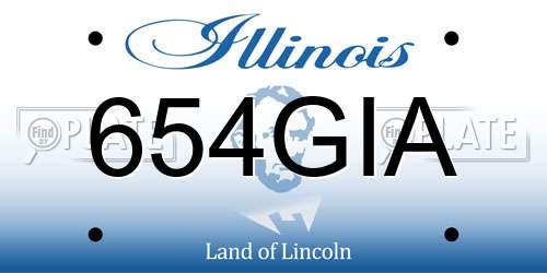 654GIA Illinois License Plate