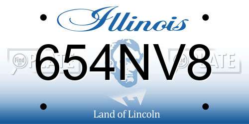 654NV8 Illinois License Plate