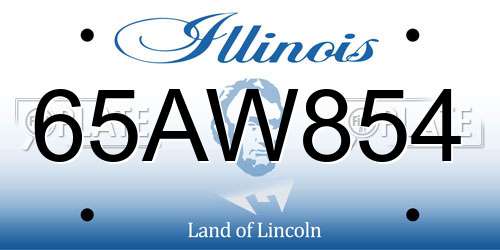 65AW854 Illinois License Plate