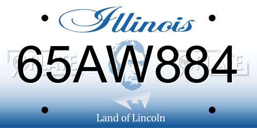 65AW884 Illinois License Plate