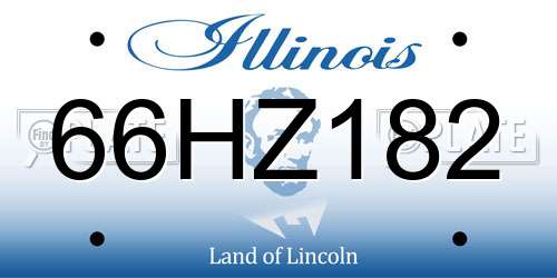 66HZ182 Illinois License Plate