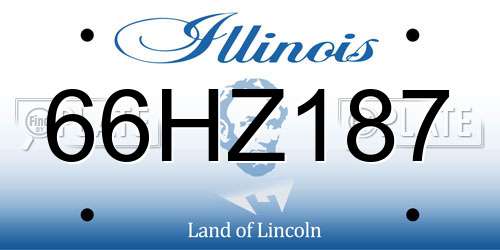 66HZ187 Illinois License Plate