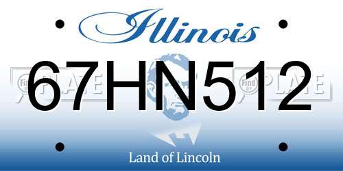 67HN512 Illinois License Plate