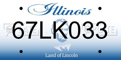 67LK033 Illinois License Plate