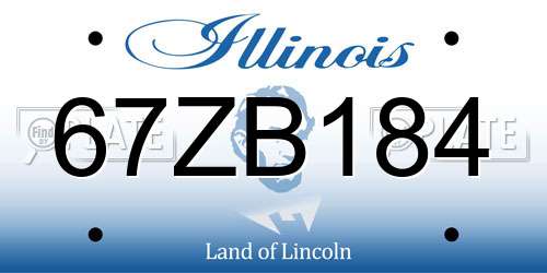 67ZB184 Illinois License Plate
