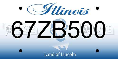 67ZB500 Illinois License Plate