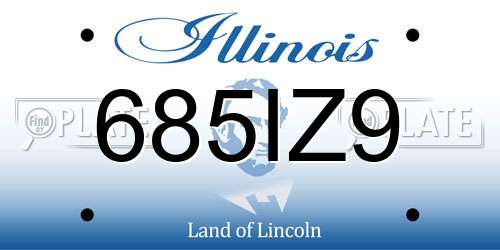685IZ9 Illinois License Plate