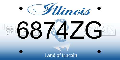 6874ZG Illinois License Plate