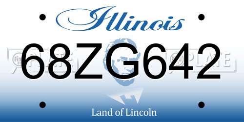 68ZG642 Illinois License Plate