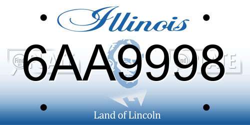 6AA9998 Illinois License Plate