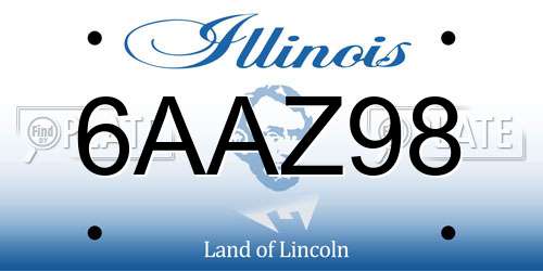 6AAZ98 Illinois License Plate