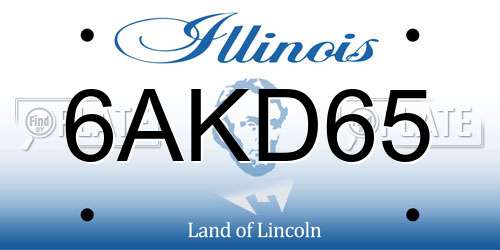 6AKD65 Illinois License Plate