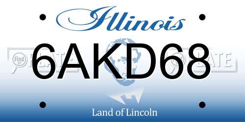 6AKD68 Illinois License Plate