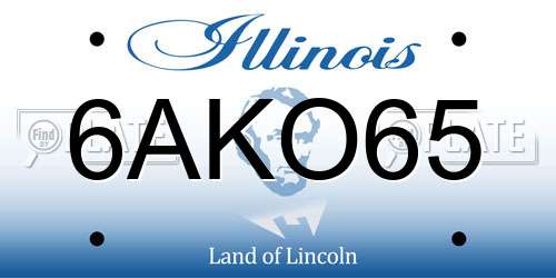 6AKO65 Illinois License Plate