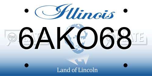 6AKO68 Illinois License Plate