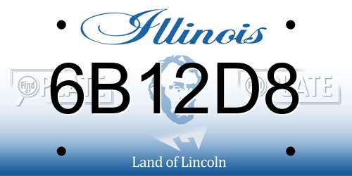 6B12D8 Illinois License Plate