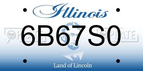 6B67S0 Illinois License Plate