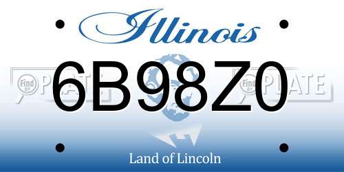 6B98Z0 Illinois License Plate