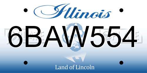 6BAW554 Illinois License Plate