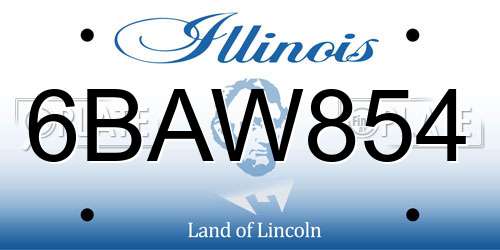 6BAW854 Illinois License Plate