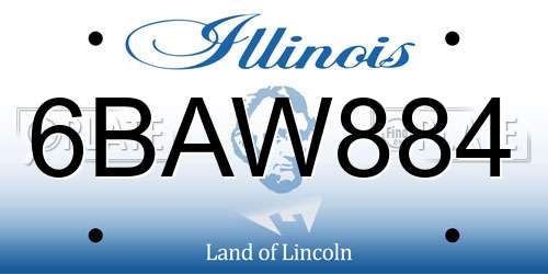 6BAW884 Illinois License Plate