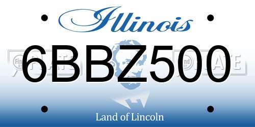 6BBZ500 Illinois License Plate