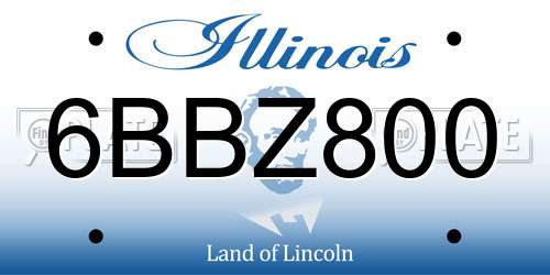 6BBZ800 Illinois License Plate