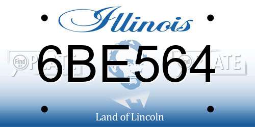6BE564 Illinois License Plate