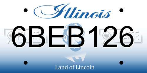 6BEB126 Illinois License Plate