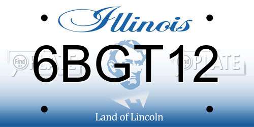 6BGT12 Illinois License Plate
