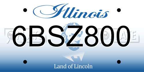 6BSZ800 Illinois License Plate