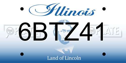 6BTZ41 Illinois License Plate